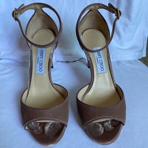 Jimmy Choo Dusty Rose Suede Ankle Strap Pump